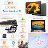 Android Tablet 10 Inch, Android 15 for Work, Study, Black | 18GB RAM 128GB