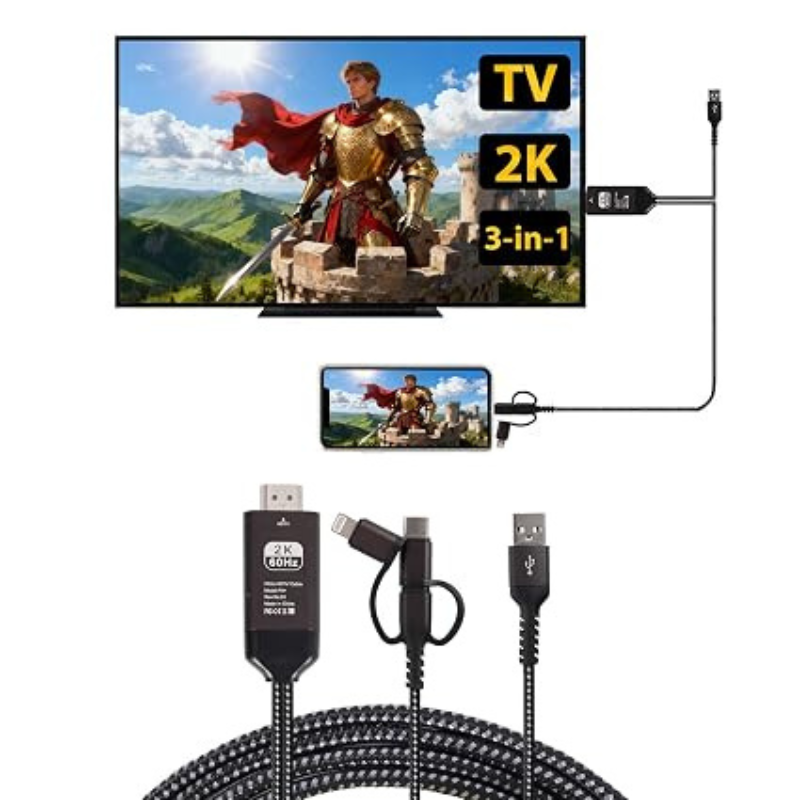 Universal 3-in-1 HDMI Mirroring Cable (6.6FT)
