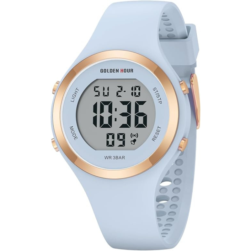 Waterproof Sport Women's Digital Chronograph Silicone Strap Watch
