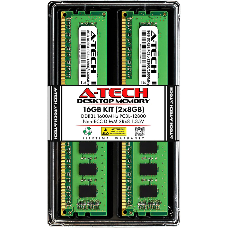 A-Tech 16GB (2x8GB) DDR3/DDR3L 1600MHz PC3L-12800 (PC3-12800) CL11 DIMM 2Rx8