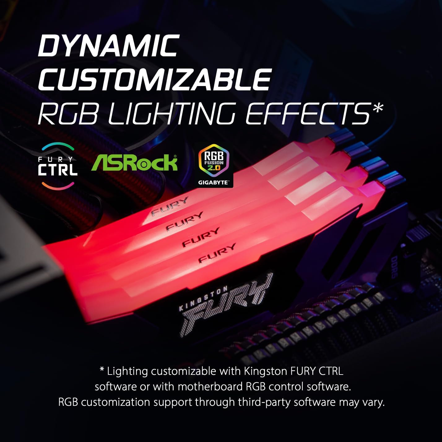 Kingston FURY Renegade White RGB 16GB 6400MT/s CL32 DDR5 DIMM | Infrared Syncing | FURY CTRL Software | Overclocking | Intel XMP 3.0 | KF564C32RWA-16