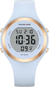 Waterproof Sport Women's Digital Chronograph Silicone Strap Watch