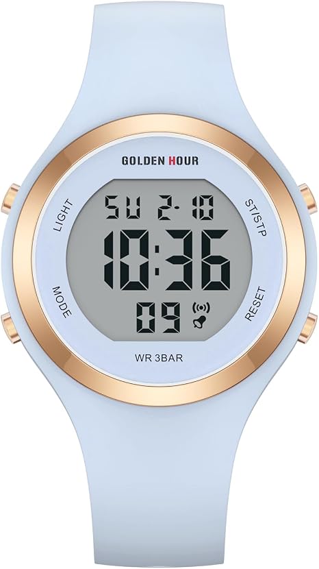 Waterproof Sport Women's Digital Chronograph Silicone Strap Watch