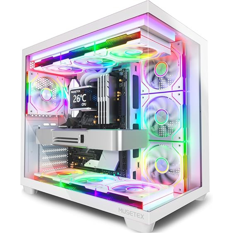 PC Case, Pre-Installed 7 Infinity Mirror PWM ARGB Fans