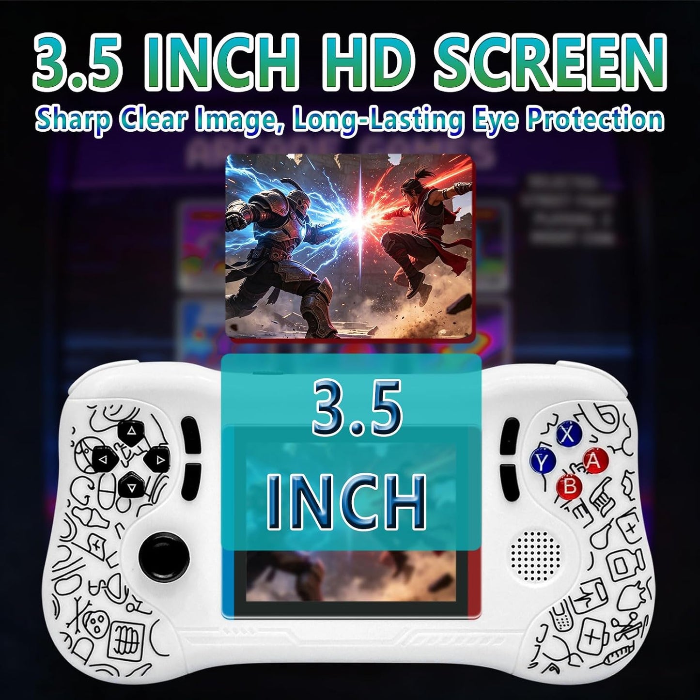 Video Game Console - Support 800 Classic Games, Two Players & TV Projection, Portable Retro Handheld with Rechargeable Battery 3.5 Inch Screen