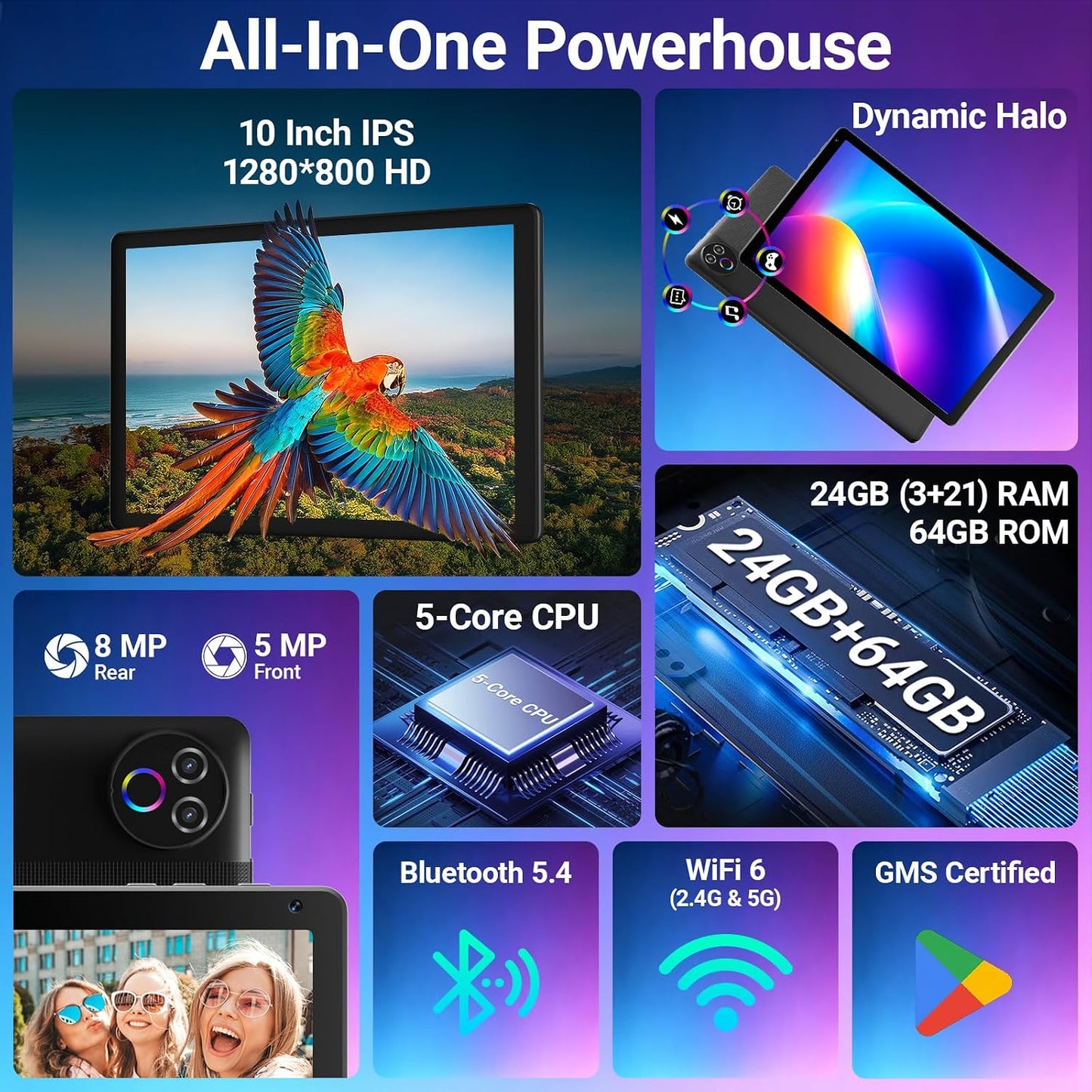 Android 16 Tablet 10 Inch, 24GB RAM 64GB ROM 1TB,HD IPS,Fast WiFi 6, BT 5.4