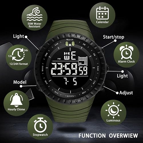 Men's Watches Sports Outdoor Waterproof Military Digital Watch