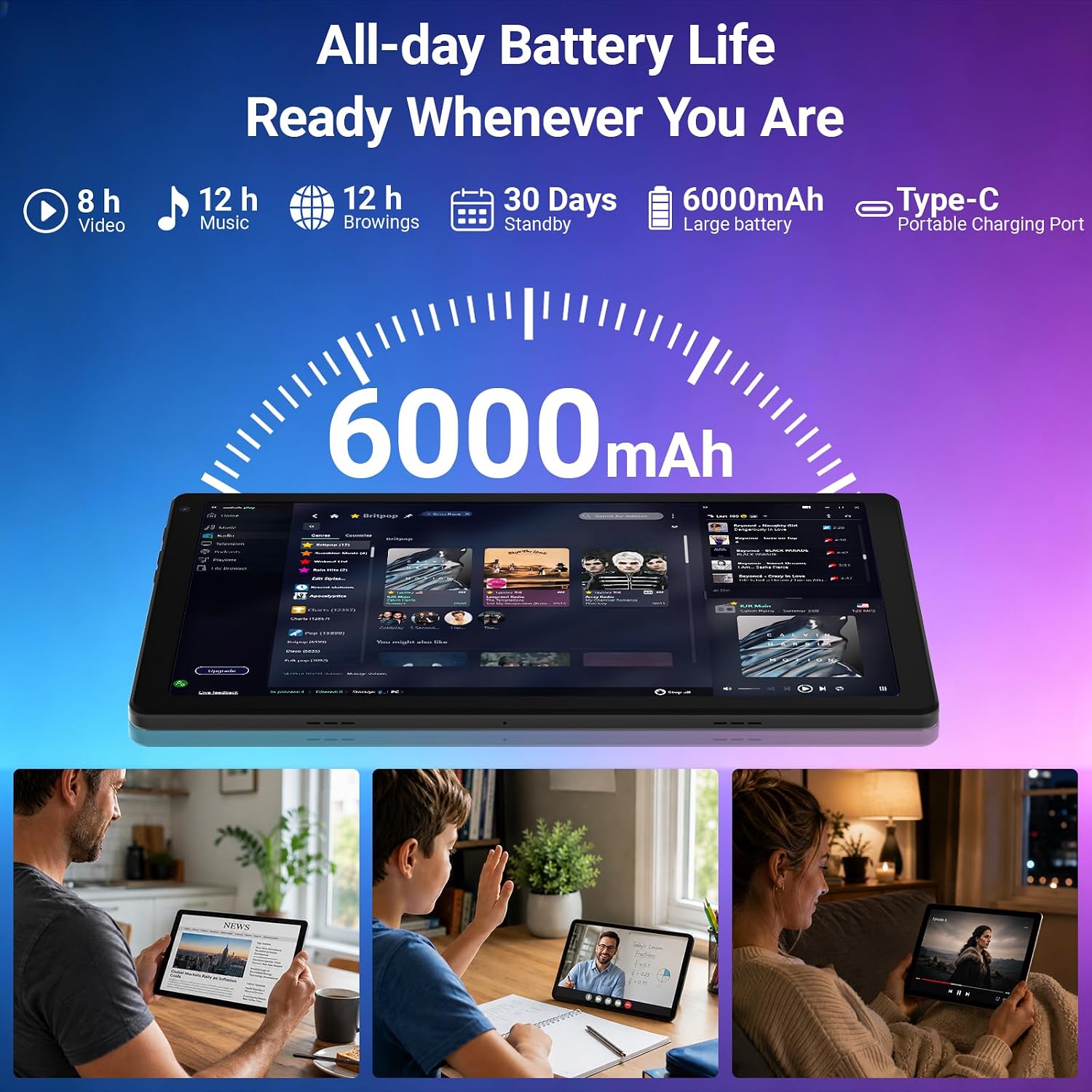 Android 16 Tablet 10 Inch, 24GB RAM 64GB ROM 1TB,HD IPS,Fast WiFi 6, BT 5.4