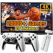 Retro Gaming Console Stick Pro, Classic Video Games with 4K HDMI, Built-in 23 Emulators, 20000+ Games, Plug & Play TV Video Gaming Stick with Dual 2.4G Wireless Controllers(64GB)