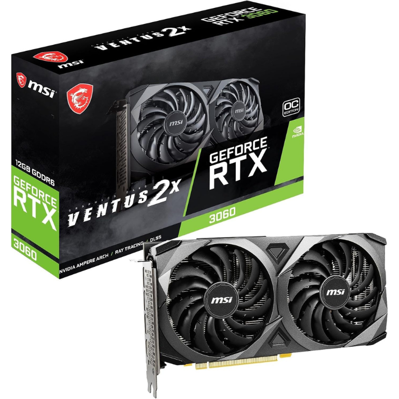 msi Gaming GeForce RTX 3060 Ventus 2X 12G OC V1 Graphics Card - 15 Gbps GDRR6 Boost Clock: 1807 MHz 192-Bit HDMI/DP PCIe 4 Torx Twin Fan Ampere