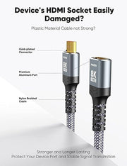 8K 4K HDMI Extender, HDMI Extension Cable 2.1 4K@30Hz/ 60Hz/ 120Hz