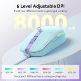Wired Mouse - USB Corded Mouse with RGB Backlit Full Size Optical Silent Mouse with Side Buttons,LED