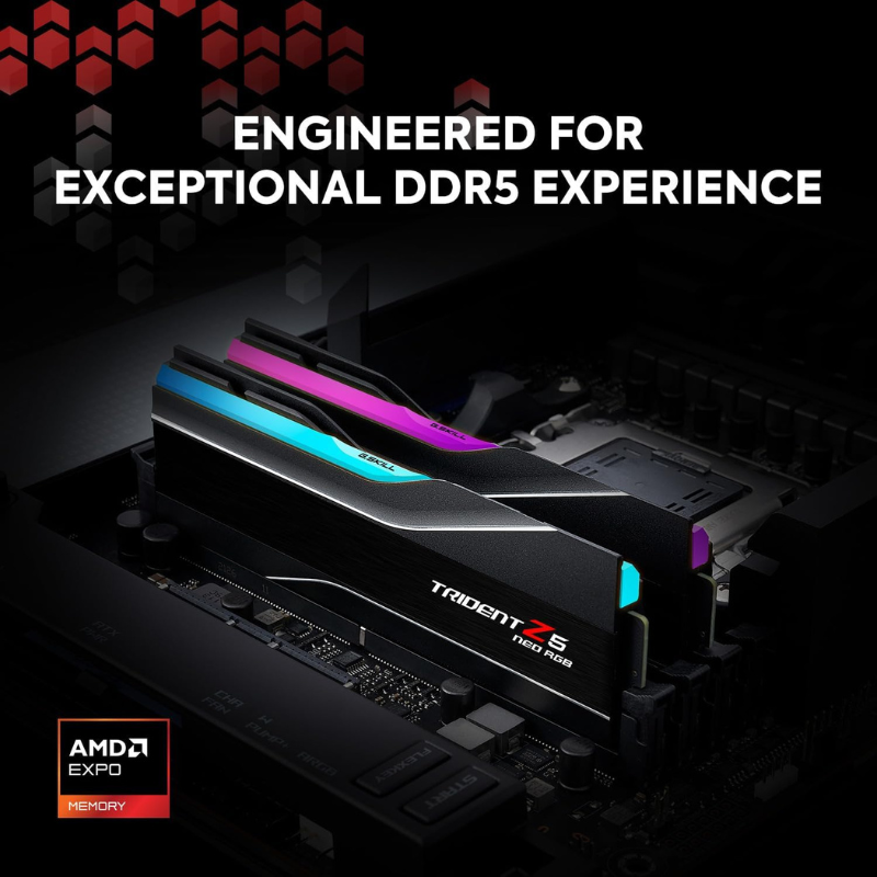 G.SKILL Trident Z5 Neo RGB Series DDR5 RAM (AMD EXPO) 32GB (2x16GB) 6000MT/s CL30-38-38-96 1.35V Desktop Computer Memory U-DIMM - Matte Black (F5-6000J3038F16GX2-TZ5NR)