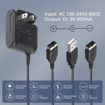 AC Wall Adapter & USB Charging Cable