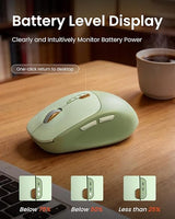 Dual-Mode Wireless Mouse with Visible Battery Indicator, Silent Rechargeable Bluetooth & 2.4G Computer Mouse