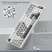 Wireless Mechanical Keyboard,Tri-Mode BT5.0/2.4GHz/USB-C