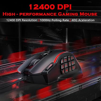 Gaming Mouse, MMO Mouse Gaming UP 12400 DPI