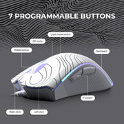 Wired Gaming Mouse, 12000 DPI RGB Gaming Mouse with 12 Backlit Modes & 7 Macro Buttons