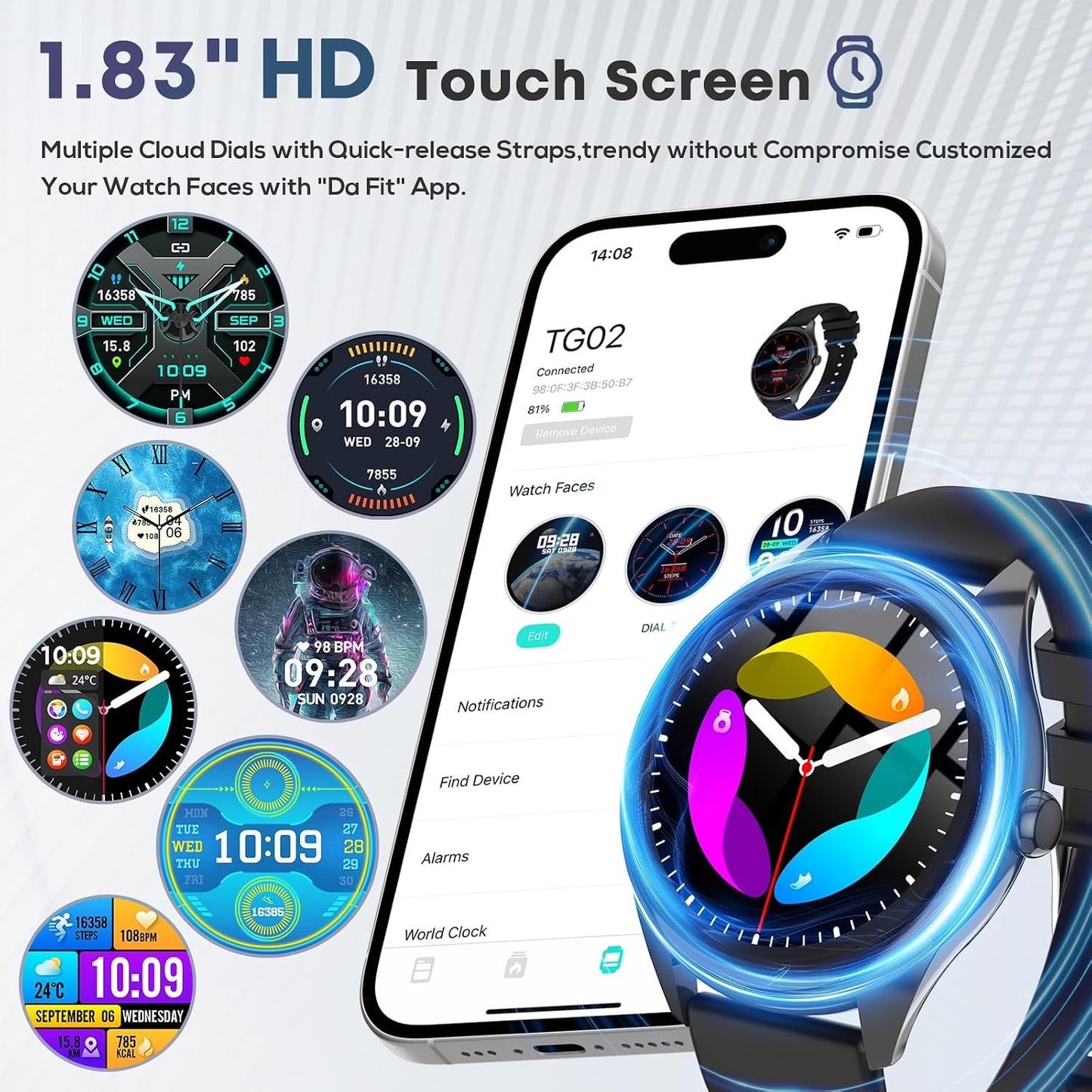 Smart Watch for Men, 1.39" HD Touchscreen Smartwatch with 120 Sports Modes
