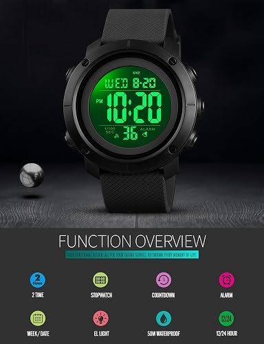 Digital Watch Sports Waterproof Military Back