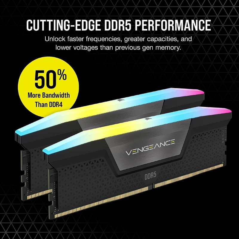 CORSAIR Vengeance RGB DDR5 RAM 32GB (2x16GB) Up to 6000MHz