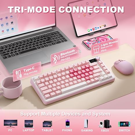 Wireless Mechanical Keyboard | 75% Layout with Screen and Knob