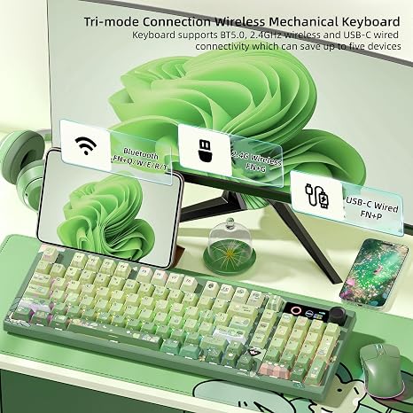 Wireless Mechanical Creamy Keyboard with TFT Screen & Knob