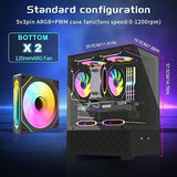 PC Case with 2 X 120mm ARGB Fan Pre-Installed, Panoramic View