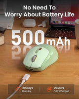 Dual-Mode Wireless Mouse with Visible Battery Indicator, Silent Rechargeable Bluetooth & 2.4G Computer Mouse