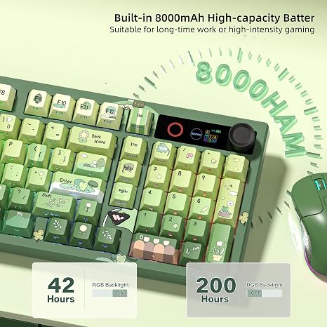 Wireless Mechanical Creamy Keyboard with TFT Screen & Knob