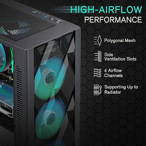 PC Case Pre-Install 6 PWM ARGB Fans