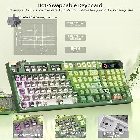 Wireless Mechanical Creamy Keyboard with TFT Screen & Knob